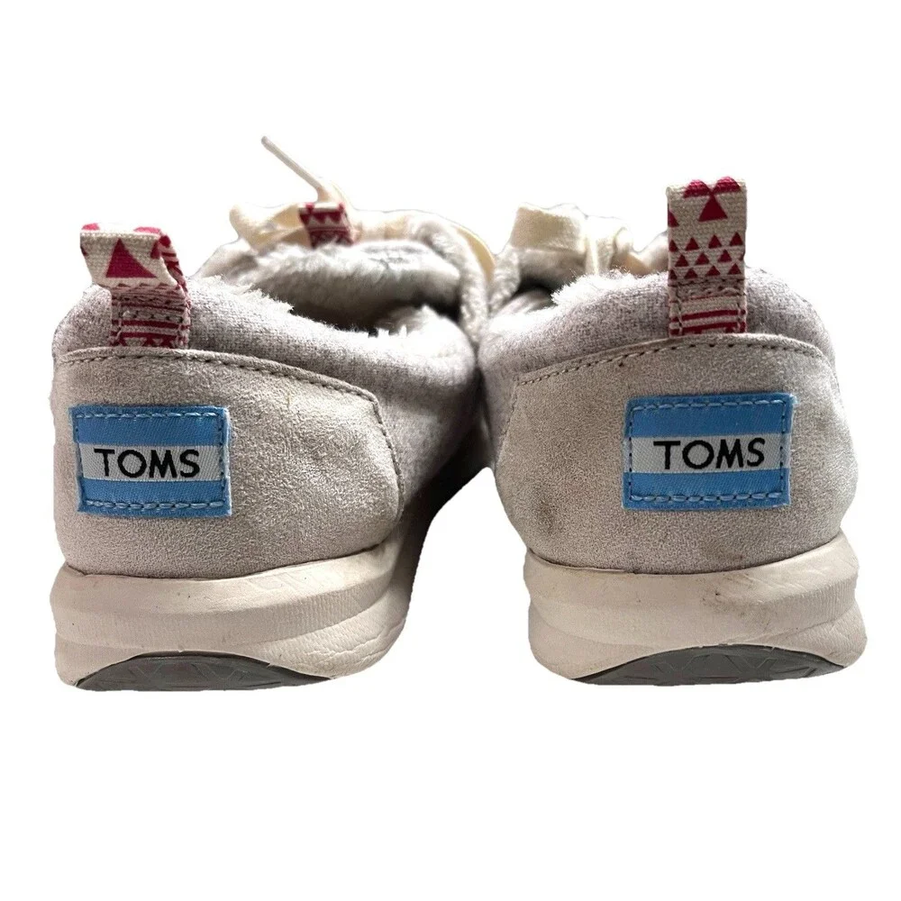 Toms Del Rey Women's Casual Sneakers Shoes Gray US W9 Wool Low Top Fur Trim